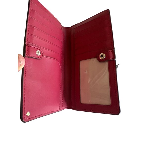 Kate Spade New York Red Leather Compact Wallet Card Slots & Zip Coin Pocket - Picture 3 of 4